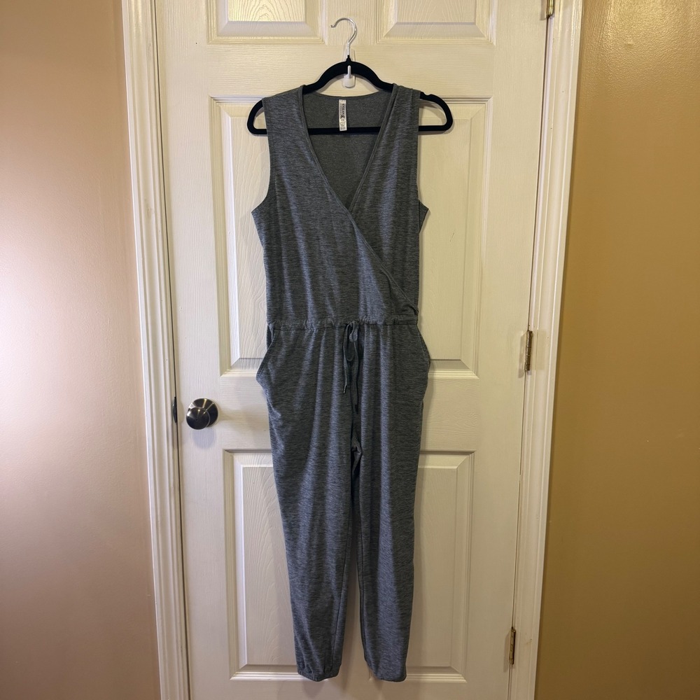 Kyodan Outdoor Womens Sleeveless Heather Grey Wrap Neck Jogger Jumpsuit Size P/S